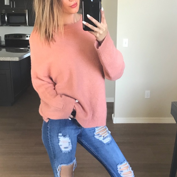 Leith Sweaters - New Leith Oversized Comfy Peach Button Sweater S